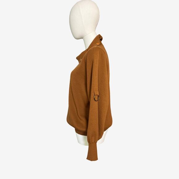 Yukali Wool Blend Brown Cowl Neck Sweater D-Ring Sleeve Detail Size 10 - Picture 5 of 10